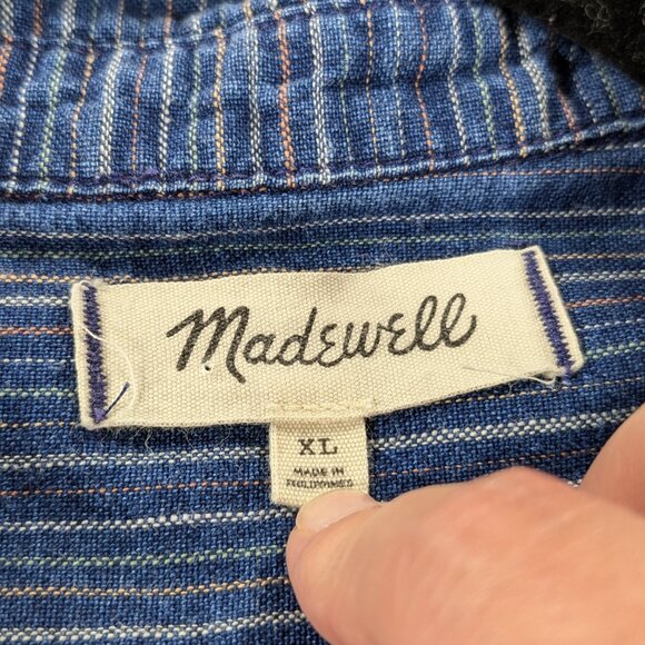 Madewell Blue Striped Blouse - Picture 4 of 9